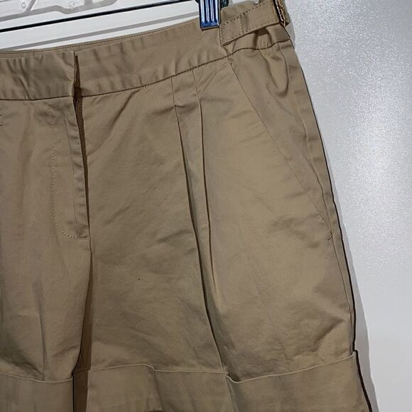 MICHAEL Michael Kors Women's Tan Pleated Front Adjustable Strap Chino Shorts 8 - Picture 3 of 6